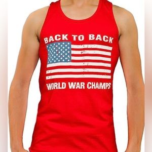 Sleeveless T-shirt back to back world war champs 100% cotton made in the USA